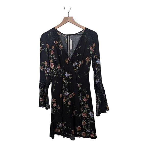 ASTR The Label | Floral Bell Sleeve Dress | Size XS | Black Multicolor - Picture 2 of 9